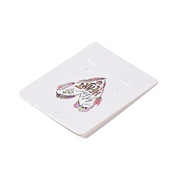 Heart Rectangle Paper Earring Display Card with Hanging Hole, Jewelry Display Cards for Earring Display, White, Heart Pattern, 5x4x0.05cm, Hole: 5mm, 1mm and 12x7mm