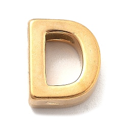 Letter D Ионное покрытие (ip) 304 брелоки из нержавеющей стали, буквенное очарование, реальный 18 k позолоченный, Буква D, 9.5x8x3 мм, отверстие : 1.6 мм