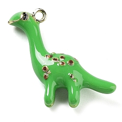 Зеленый лайм Подвески из эмали и сплава, 3d подвеска динозавра, золотые, зеленый лайм, 22x24x6 мм, отверстие : 1.6 мм