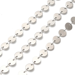 Нержавеющая Сталь Цвет 304 плоские цепочки из нержавеющей стали с пайетками, пайки, цвет нержавеющей стали, 6x0.5 мм