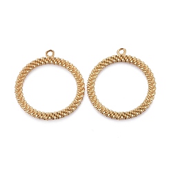 Real 18K Gold Plated Brass Pendants, Long-Lasting Plated, Ring, Real 18K Gold Plated, 26.5x25.5x3mm, Hole: 1.6mm