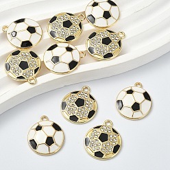 Football 10шт. 2 стили подвесок из сплава с эмалью и стразами, без свинца, без кадмии и без никеля, золотые, спортивные шармы-мячи, футбол, 21.5x18~18.5x3~4.5 мм, отверстие : 1.8~2 мм, 5 шт / стиль