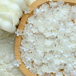 Белый Гальванизируйте прозрачные стеклянные бусины, AB Цвет покрытия, цветок, белые, 10 мм