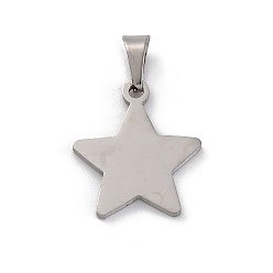 Звезда 304 подвески из нержавеющей стали, цвет нержавеющей стали, лазерная резка, звезда, 17x15x1.5 мм, отверстие : 5x3 мм