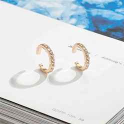 Кристалл Латунь манжеты серьги, со стразами, золотой свет, кристалл, 10 мм