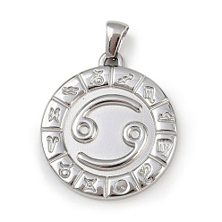 Рак 304 подвески из нержавеющей стали, плоские круглые с созвездием, золотые, анти-тускнение, рак, 28x25x2.5 мм, отверстие : 4.5x3.5 мм