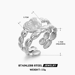 Нержавеющая Сталь Цвет 201 открытые кольца манжеты из нержавеющей стали, сердце, цвет нержавеющей стали, внутренний диаметр: регулируемый