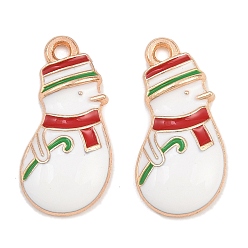 Снеговик Новогодняя тема сплава эмали подвески, без кадмия и без свинца, золотой свет, снеговик, 22x10.5x3 мм, отверстие : 1.6 мм
