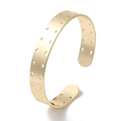 Real 18K Gold Plated Brass Hollow Heart Open Cuff Bangles for Women, Real 18K Gold Plated, Inner Diameter: 2x2-1/7inch(5.1x5.55cm),