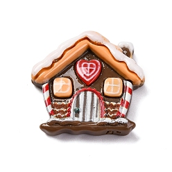 Дом Рождественская серия непрозрачные смоляные кабошоны, дом, 25.5x26x6 мм