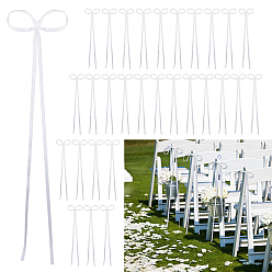 Белый 30 шт. односторонний атласный полиэстеровый бант, аксессуары для украшения стула, белые, 800x250 мм