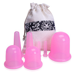 Ярко-Розовый Набор для силиконовой баночной терапии, баночки массажные для мышц бытовая физиотерапия и косметика, ярко-розовый, 15~70x50~80 мм, 7 шт / комплект