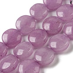 Сливовый Бусины из натурального белого нефрита, окрашенные, плоско-круглые, слива, 8x4 мм, отверстие : 0.5 мм, около 48 шт / нитка, 15.35'' (39 см)