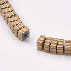 Golden Plated Electroplated Non-magnetic Synthetic Hematite Beads Strands, Frosted, Square, Golden Plated, 4x4x2mm, Hole: 0.5mm, about 200pcs/strand, 15.7 inch(40cm)