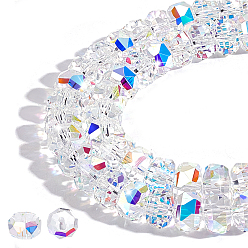 Прозрачный 2 пряди гальванические стеклянные бусины пряди, рондель, граненые, прозрачные, 8x8x5 мм, отверстие : 1.2 мм, около 80 шт / нитка, 15.35'' (39 см)