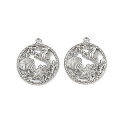 Плоский Круглый Подвески из нержавеющей стали 304, анти-тускнение, плоско-круглые, 22.5x20x2 мм, отверстие : 1.6 мм