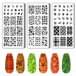 Лист Шаблоны для нейл-арта своими руками из нержавеющей стали, шаблонный инструмент, прямоугольные, лист, 12x6 см, 3 шт / комплект