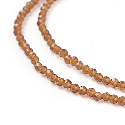 Sienna Transparent Glass Beads Strands, Faceted, Round, Sienna, 2mm, Hole: 0.5mm, about 164~182pcs/strand, 14.8~15.7 inch(37.5~40cm)