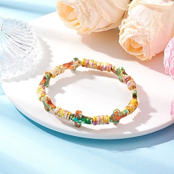 Желтый Браслеты из синтетических бирюзовых бусин, окрашенных распылением, для мужчин и женщин, крестик, желтые, внутренний диаметр: 2-1/4 дюйм (5.8 см)