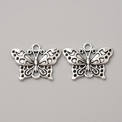 Античное Серебро Тибетском стиле настройки подключения сплав горный хрусталь, ссылки бабочки, античное серебро, пригодный для стразов 1 мм, 19.5x25x2 мм, отверстия : 2.4 mm и 2.2x2 мм