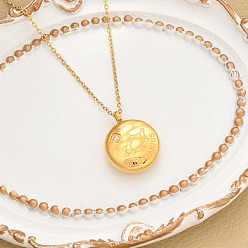 Стрелец 304 ожерелья с подвесками в виде созвездий из нержавеющей стали с прозрачным кубическим цирконием, золотые, Стрелец, 15.75 дюйм (40 см)