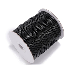 Черный Кожзаменитель шнуры, Аксессуары для ожерелья и браслета своими руками, чёрные, 1 мм, около 174.98 ярдов (160 м) / рулон