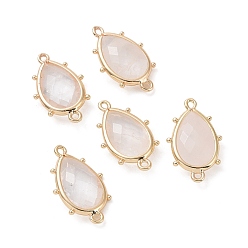 Хрусталь Подвески из кристаллов натурального кварца, с позолоченными латунными петлями по краям, граненые, слеза, 24x14.5x5 мм, Отверстие : 1.2 мм & 1.4 мм