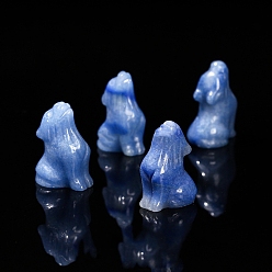 Синий Авантюрин Окрашенные и нагретые натуральные синие авантюрины резные фигурки волков, для украшения рабочего стола домашнего офиса, 26 мм