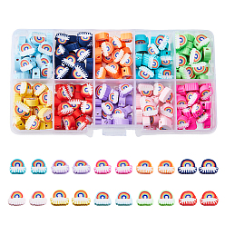 Gemischte Farbe 250 Stk. 10 Farben handgefertigte Fimo-Perlen, Regenbogen, Gemischte Farbe, 6~9x8~11x4 mm, Bohrung: 1.6 mm, 25 Stk. je Farbe