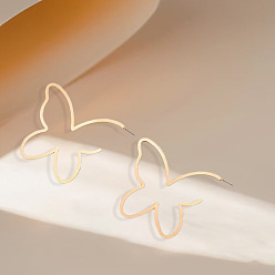 Золотой Полые серьги-гвоздики из сплава в форме бабочки, с железом, золотые, 78 мм