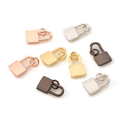 (52) Непрозрачная лаванда Латунь прелести, с прыжковых колец, запирать, разноцветные, 14x8x2 мм, отверстие : 3 мм