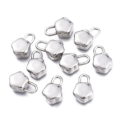 Edelstahl Farbe Anlaufgeschützt 304 Charms aus Edelstahl, Blumenschloss, Edelstahl Farbe, 14.5x9.5x5.7 mm, Bohrung: 4.5x3 mm
