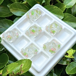 Лайм Непрозрачные акриловые бусины, бусины ручной работы, круглая с цветком, желто-зеленые, 18 мм, отверстие : 3 мм