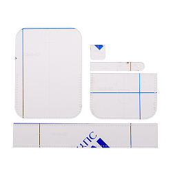 Прозрачный Сделай сам, кожаная поясная сумка, акриловый шаблон, шаблоны кожи акриловой кожи, прозрачные, 25~236x14.5~110x1.5~2 мм, отверстие : 1.2 мм, 5 шт / комплект