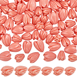 Pink 100 шт. 2 стили крашеные синтетические коралловые резные бусины, для изготовления ювелирных изделий DIY, Жасмин, розовые, 8~11x6.5~9 мм, отверстие : 1 мм, 50 шт / стиль