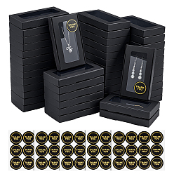 Черный 60 шт. почтовые коробки для хранения из крафт-бумаги с видимым окном, бумажные упаковочные ящики для транспортировки, прямоугольные, с 5 листами самоклеящиеся этикетки наклейки, чёрные, 13.6x8x1.8 см