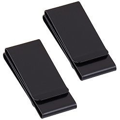 Черный 2шт. зажимы для денег из нержавеющей стали, прямоугольные, чёрные, 60x25.5x12 мм