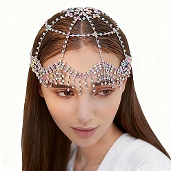 Платина Сетчатые повязки на голову из сплава со стразами, аксессуары для волос для женщин и девушек, платина, 260x260x3 мм