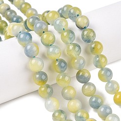 Шампанско-Желтый Окрашенные природные белый нефрит бисер пряди, два тона, круглые, шампанское желтый, 8x8 мм, отверстие : 0.9 мм, около 47~48 шт / нитка, 15.16~15.72'' (38.5~39.3 см)