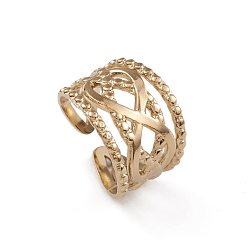 Настоящее золото 14K Ионное покрытие (ip) 304 бесконечные открытые манжеты из нержавеющей стали для женщин, реальный 14 k позолоченный, размер США 7 1/4 (17.5 мм)