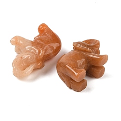 Красный Авантюрин Натуральный красный авантюрин, резные украшения в виде слона, для домашнего украшения рабочего стола, 52~56x19x32~35 мм