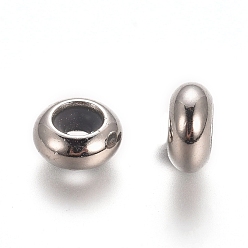 Platine Perles en laiton, avec du caoutchouc, rondelle, perles de curseur, platine, 8~8.3x4mm, Trou: 1.6~1.9mm