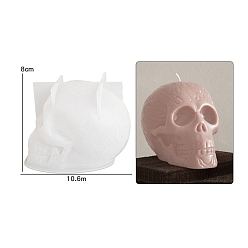Белый Пищевые силиконовые формы для свечей своими руками, формы для литья смолы, инструменты для производства глиняных ремесел, череп, белые, 10.6x8x7.3 см