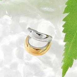 Настоящее золото 18K 304 двухслойные серьги-манжеты в форме буквы С из нержавеющей стали, реальный 18 k позолоченный, 13x13 мм