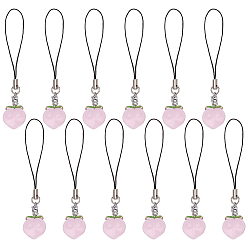 Pink Смола персики украшение телефон прелести ремешок, для мобильного телефона, рюкзак, бумажник, брелок кулон аксессуары, розовые, 9.5 см, 12 шт / комплект