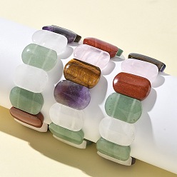 Смешанные камни Браслеты из натуральных смешанных камней, эластичные браслеты для женщин и мужчин, овальные, 1 дюйм (2.4 см), внутренний диаметр: 2-1/2 дюйм (6.45 см)