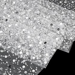 Silver 1 Yard Sequins Polyester Mesh Fabric, for Garment Accessories, Silver, 1300~1400x0.2mm