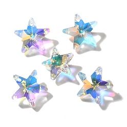 Прозрачный АВ Стеклянные прелести, звезда, AB цвет, граненые, ясно AB, 19x20x8.5 мм, отверстие : 1.5 мм