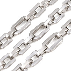 Нержавеющая Сталь Цвет 201 Овальная цепочка из нержавеющей стали с квадратными звеньями, с катушкой, несварные, цвет нержавеющей стали, 16x8x3 мм и 10x6x2.5 мм и 10x8x2 мм