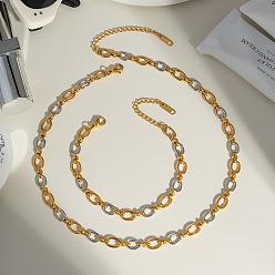 Золотой & Цвет Нержавеющей Стали Браслеты и ожерелья из овальной цепи из нержавеющей стали для женщин, золотые и нержавеющая сталь цвет